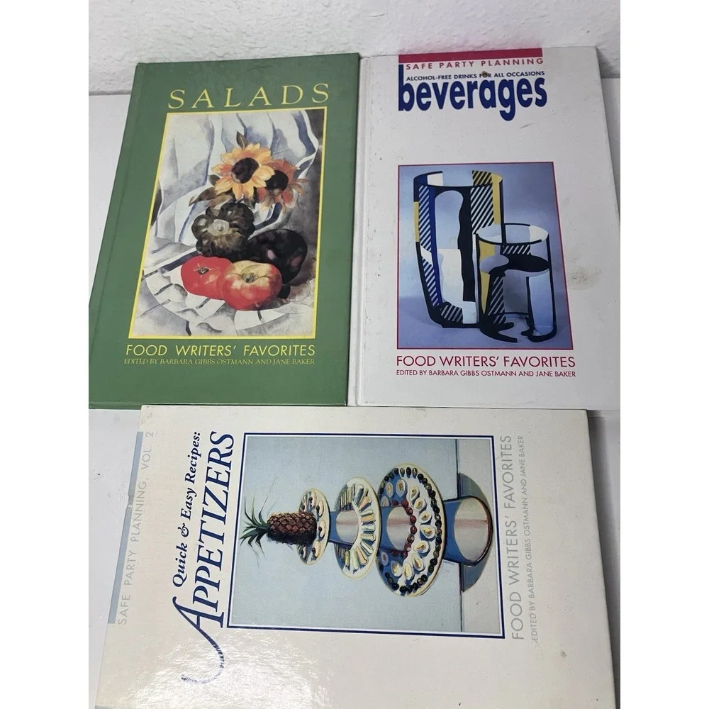 3 X Food Writers Favorites Cookbooks, Hardcover Salads Beverages Appetizers